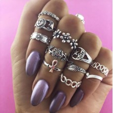 Set De Anillos Sol Luna Flores Manicure Vintage Pack